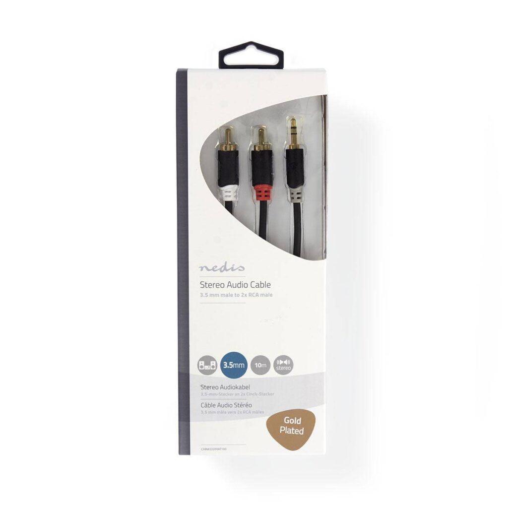 cablu audio stereo nedis jack 35 mm tata 2x rca tata 10m