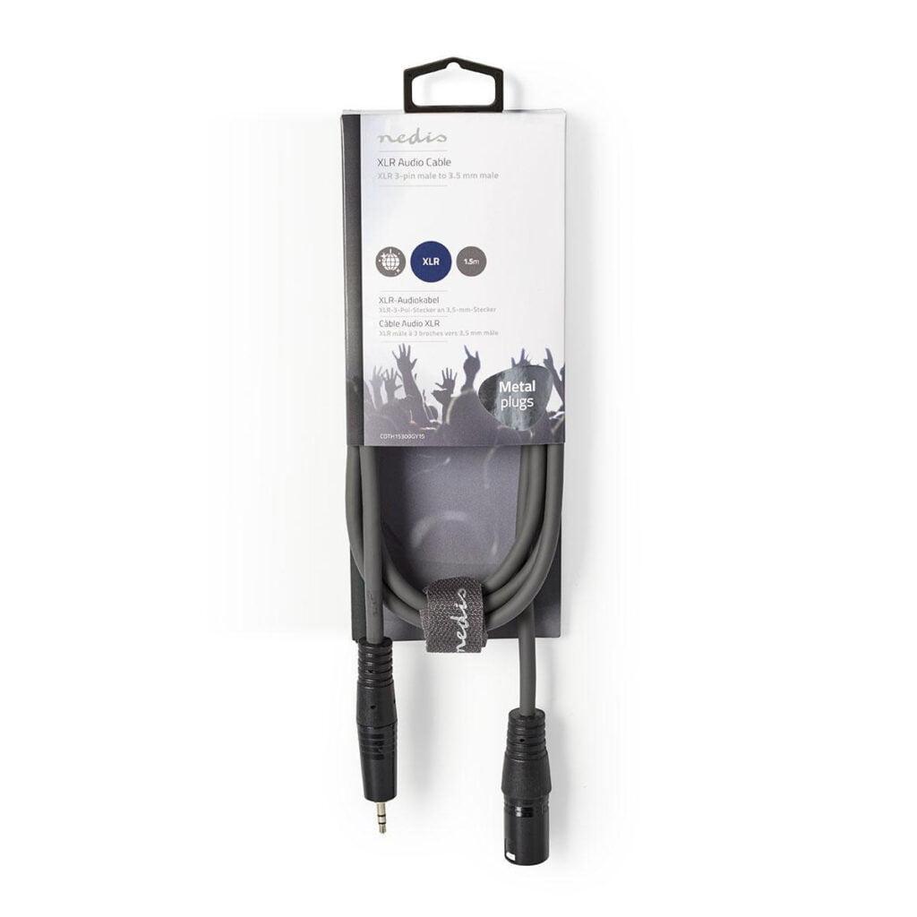 cablu audio stereo xlr 3 pin tata jack 35 mm tata 15m gri nedis 1