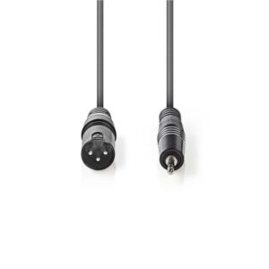 cablu audio stereo xlr 3 pin tata jack 35 mm tata 15m gri nedis