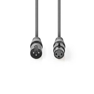 cablu audio stereo xlr 3 pini tata xlr 3 pini mama 3m gri nedis 1