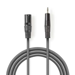 cablu audio xlr 3 pin tata 35mm jack tata 3m gri nedis