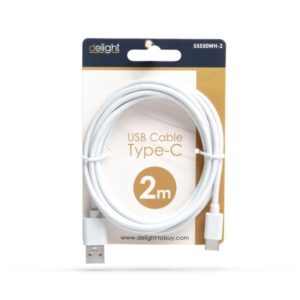 cablu de date incarcare usb usb type c alb 2m invelis siliconic delight 55550wh 2