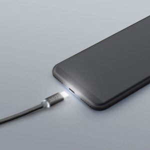cablu de date iphone lightning 1m negru cu iluminare led rosu delight