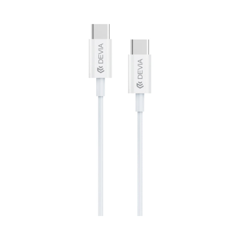 cablu devia full 1m usb type c usb type c alb 3a 60w 1