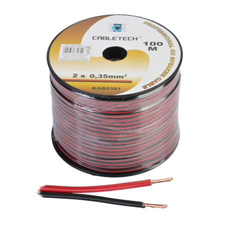 cablu difuzor cupru 2x035mm rosu negru 1m cabletech kab0381