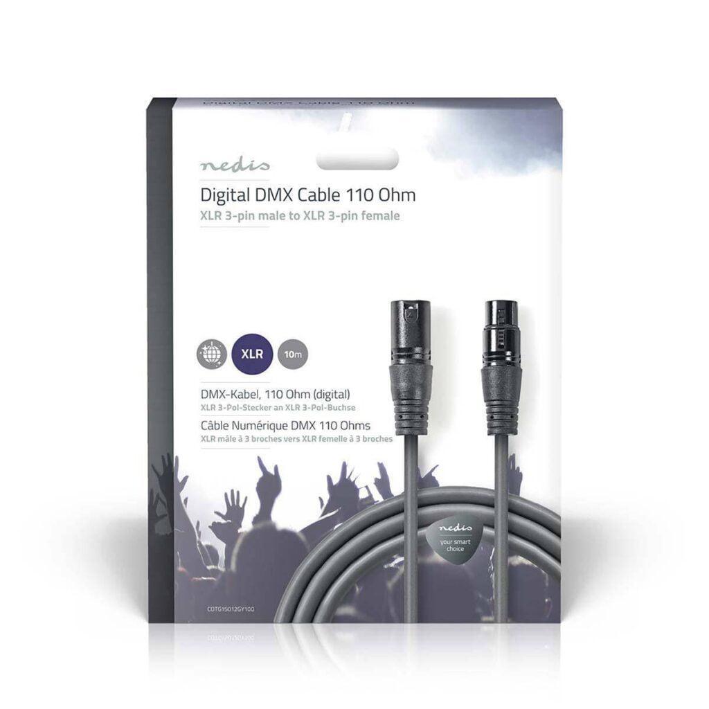 cablu digital dmx 110 ohm xlr 3 pini tata xlr 3 pini mama 10m gri nedis