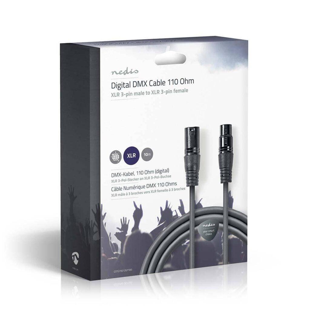 cablu digital dmx 110 ohm xlr 3 pini tata xlr 3 pini mama 10m gri nedis 3