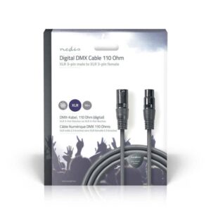 cablu digital dmx 110 ohm xlr 3 pini tata xlr 3 pini mama 10m gri nedis