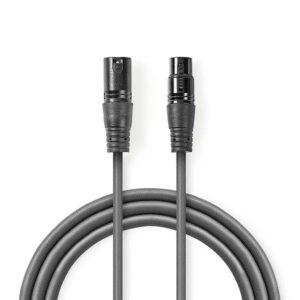 cablu digital dmx xlr 3 pini tata xlr 3 pini mama 110 ohm 15m gri nedis