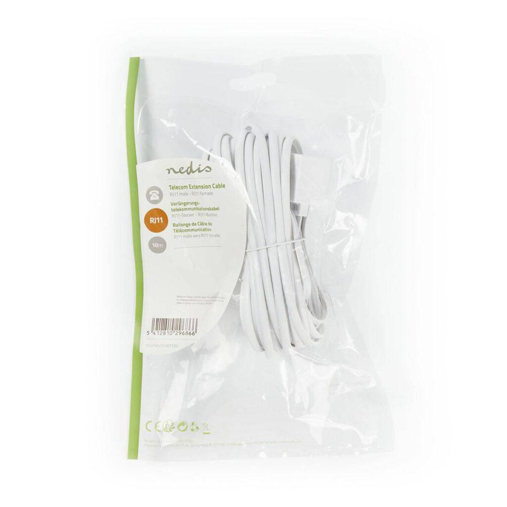 cablu extensie telefonie rj11 tata rj11 mama 10m alb nedis 2