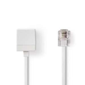 cablu extensie telefonie rj11 tata rj11 mama 10m alb nedis