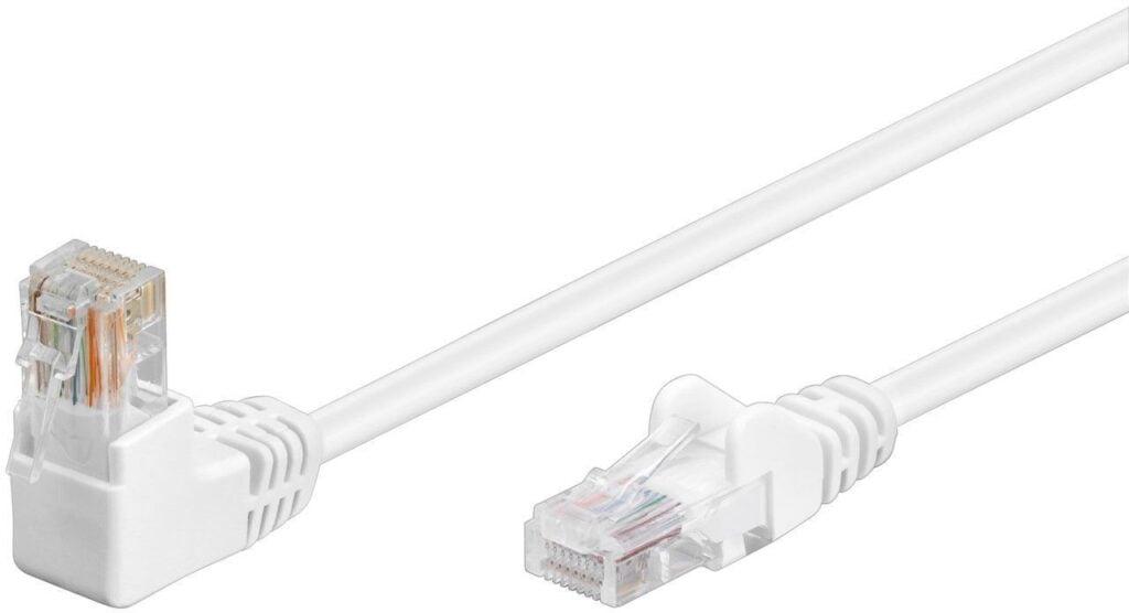 cablu patch utp cat5e rj45 1x90 grade 2m alb goobay