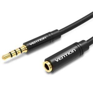 Cablu Prelungitor Audio Stereo 4 Pini Jack 35 Mm Mama Tata 5m Aurit Negru Vention Bhbbj 600x686