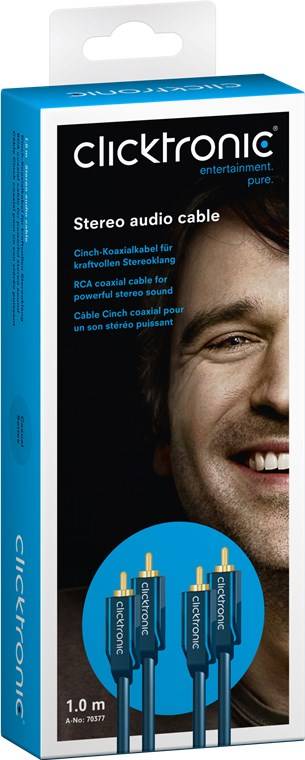 cablu profesional ofc rca mufa x2 din ambele parti 1m placare aurit albastru clicktronic 70377 7