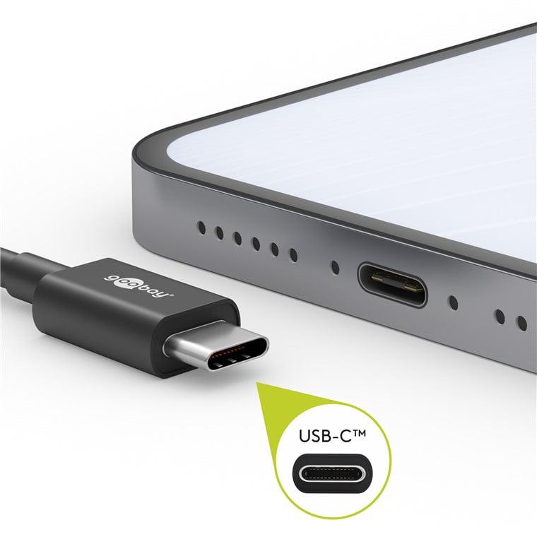 cablu textil usb type c tata tata 05m 3a mufe metalice argintiu goobay 5