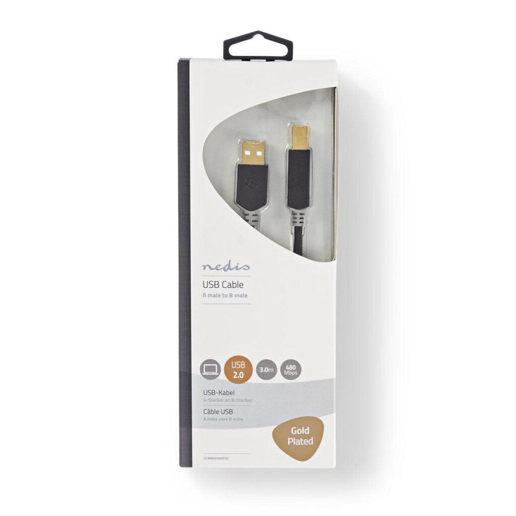 cablu usb 20 a tata usb b tata imprimanta 3m antracit nedis 2