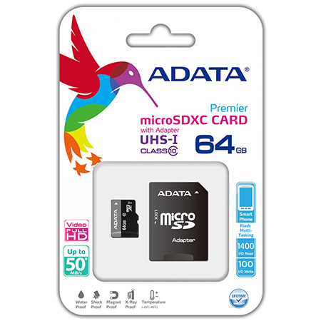 card microsdxc uhs i 64gb clasa 10 video full hd adaptor sd adata