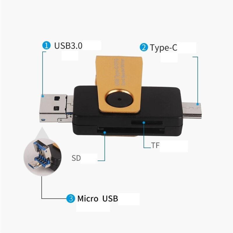 cardrw otg 3in1 usb31 usb30 uusb sdtf max256gb