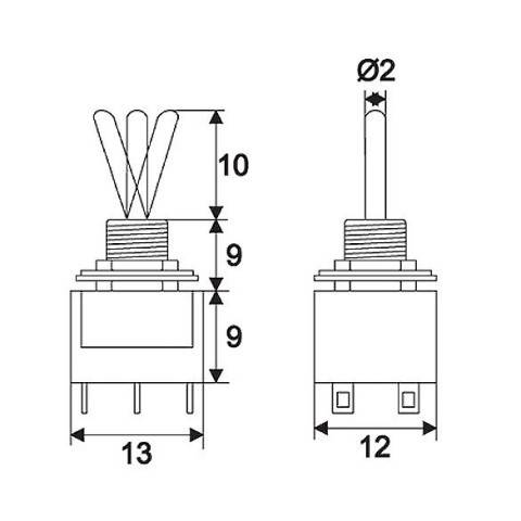 comutator cu brat 2 circuit 3a 250v on off on cu retinere 1