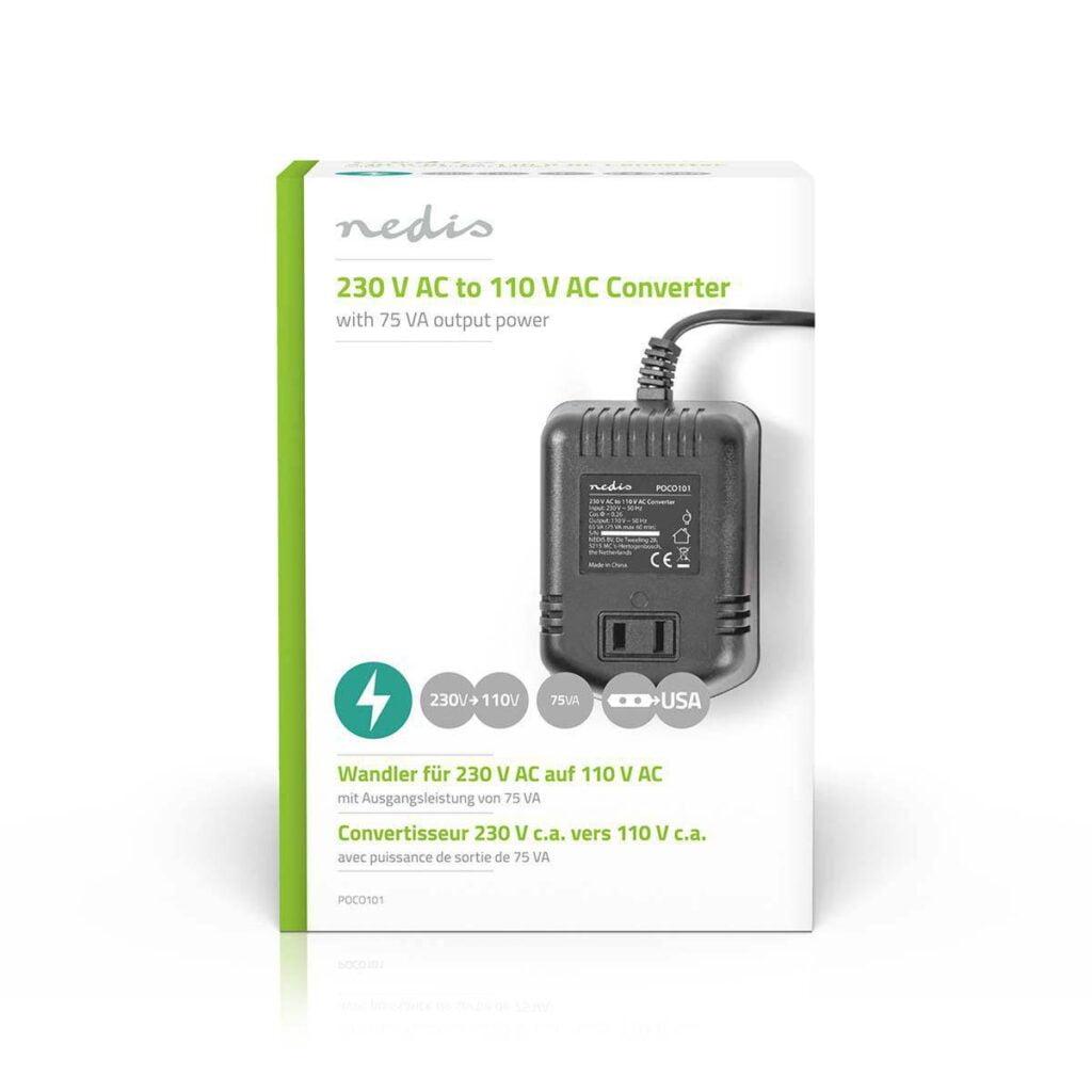 convertor de tensiune 220v 110v 75w iesire usa nedis 4