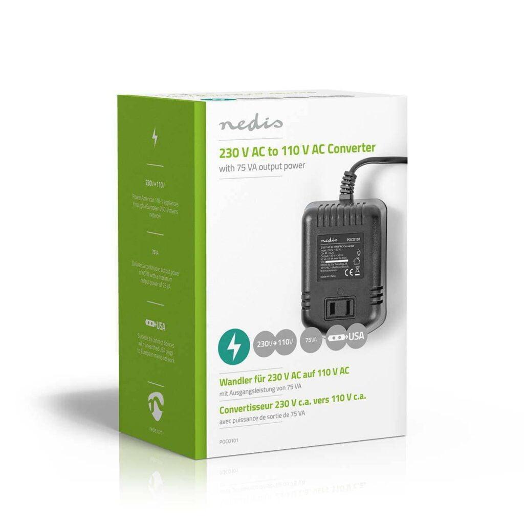 convertor de tensiune 220v 110v 75w iesire usa nedis 6