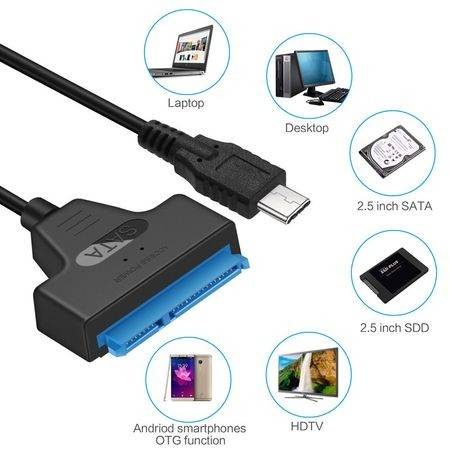 convertor usb type c sata 22 pini max 6tb hdd 25 si ssd 1