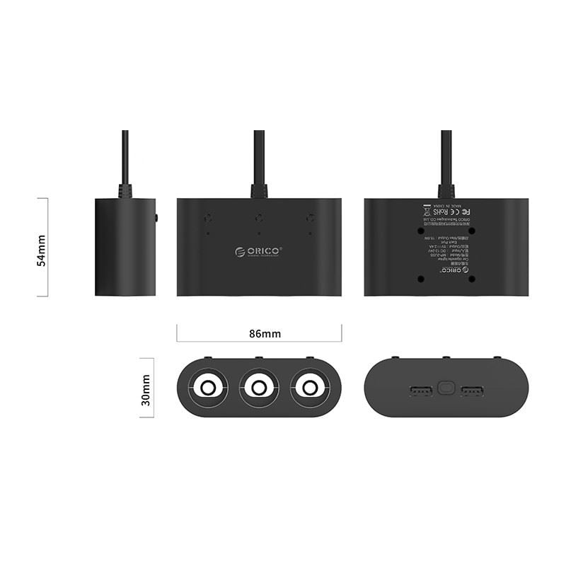 incarcator auto orico mp 2u3s 3 port uri negru 1