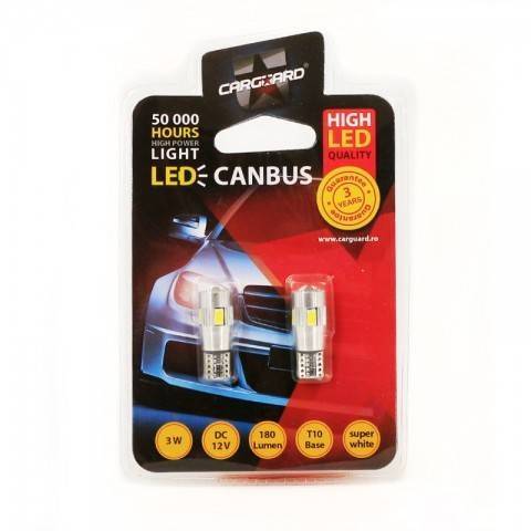 led de pozitie canbus t10 12v 3w 180lm 6000k set 2buc can120 carguard