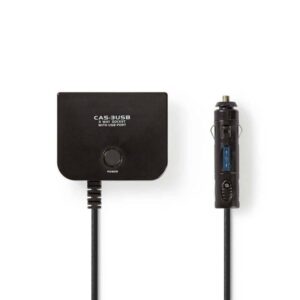 multiplicator bricheta auto cu 3 iesiri 12v 4a usb nedis
