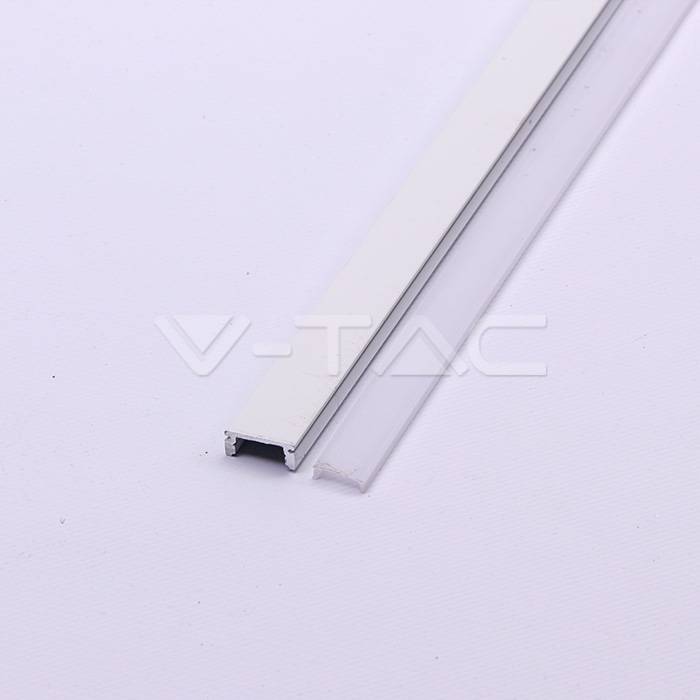profil aluminiu 2m alb pentru banda led 174mm x 7mm cu difuzor alb mat si accesorii prindere capace v tac 3