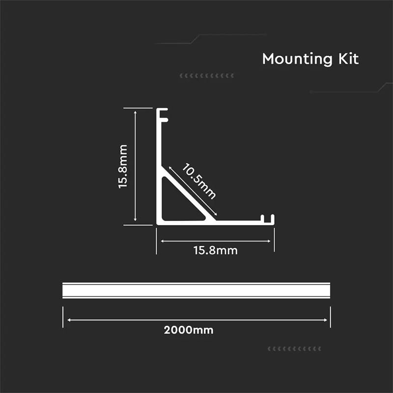 profil aluminiu pentru banda led 2m 158x158 mm alb pe colt v tac sku 3369 2