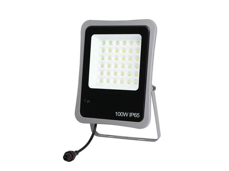proiector solar well 100w 1200lm lumina rece 6500k cu panou solar 15w 350x350x17 mm 1