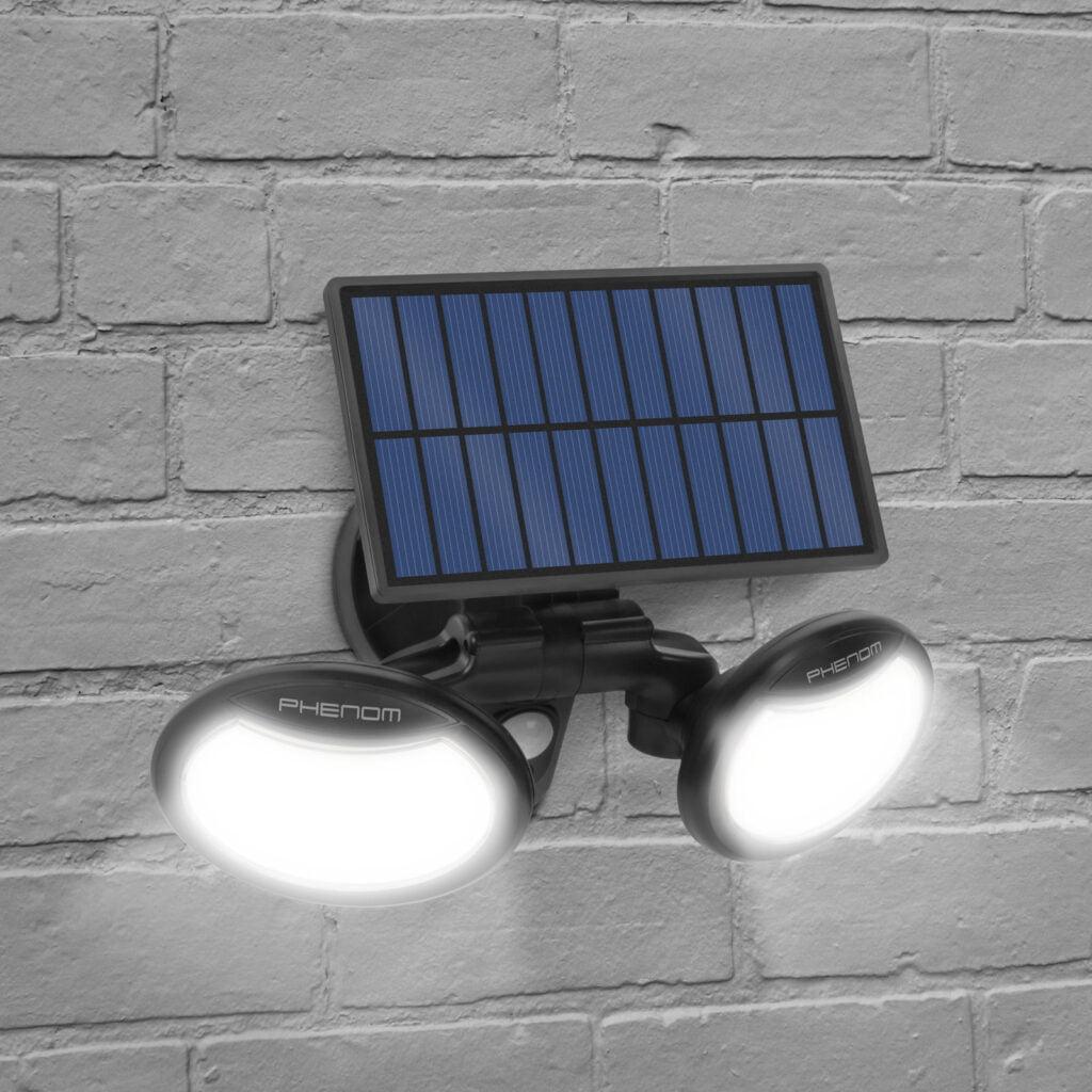 reflector solar 8w 500lm ip65 cu senzor de miscare si cap rotativ 2 led uri cob 1