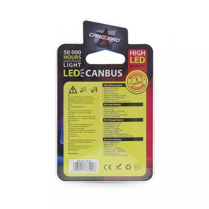 set 2 becuri led 12v 3w 72lm sofit 39mm canbus plafoniera carguard 4