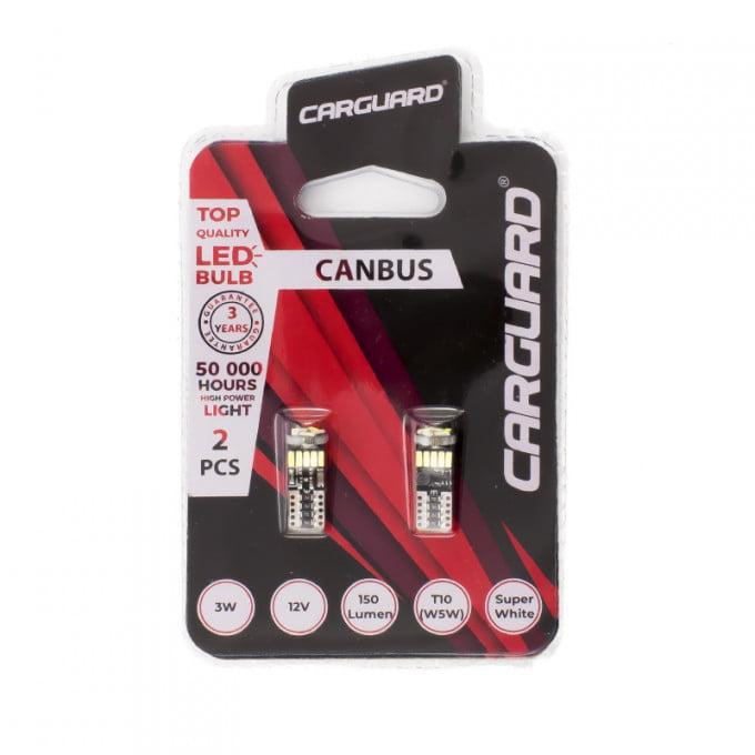 Set becuri LED auto W5W T10 3W 6500K 150lm 12V pentru interior/portbagaj CARGUARD 3 set becuri led auto w5w t10 3w 6500k 150lm 12v pentru interior portbagaj carguard 3