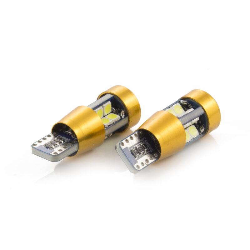 set becuri led smd t10 w5w 12v 5w 300lm alb pentru interior portbagaj canbus carguard 2buc 2