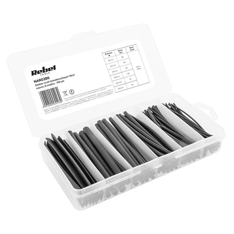 set tuburi termocontractabile 10cm negre 170buc