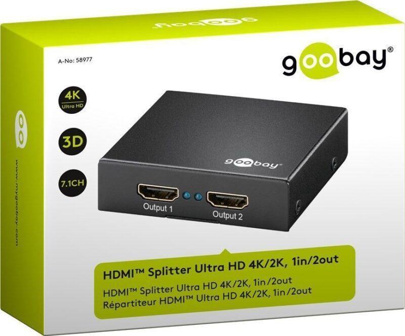 Splitter HDMI activ 1 intrare - 2 iesiri 4K GOOBAY 3 splitter hdmi activ 1 intrare 2 iesiri 4k goobay 3
