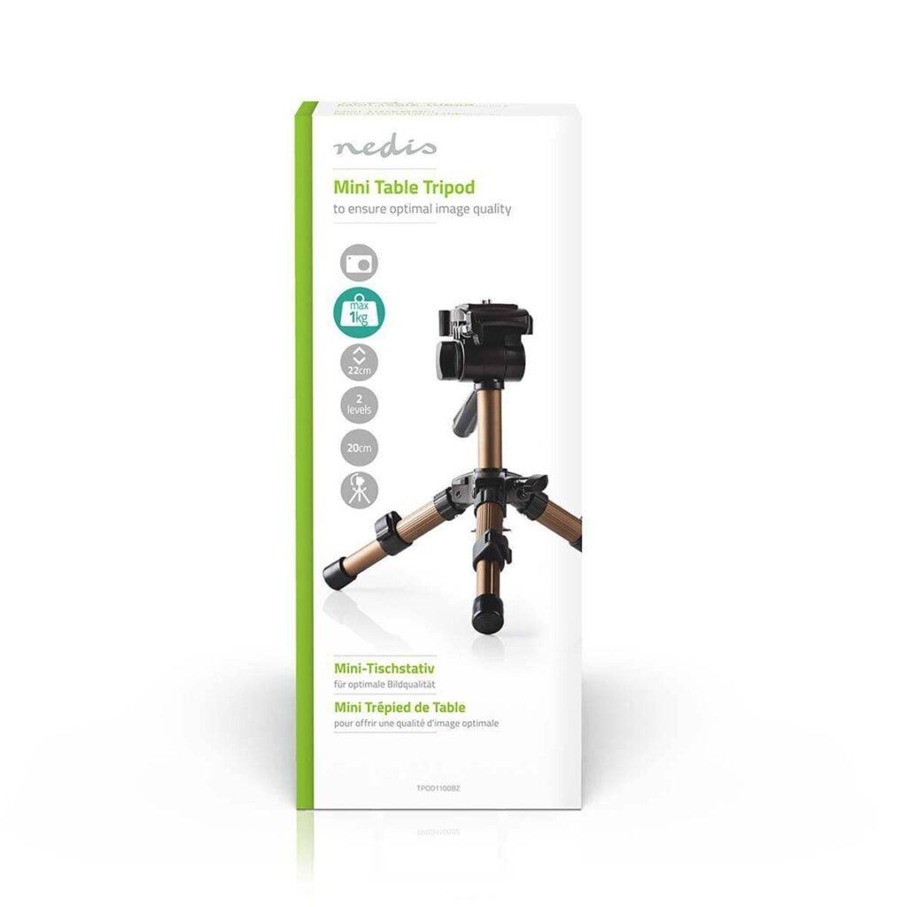 tripod profesional extensibil aluminiu 22cm capacitate max 1kg argintiu nedis 8