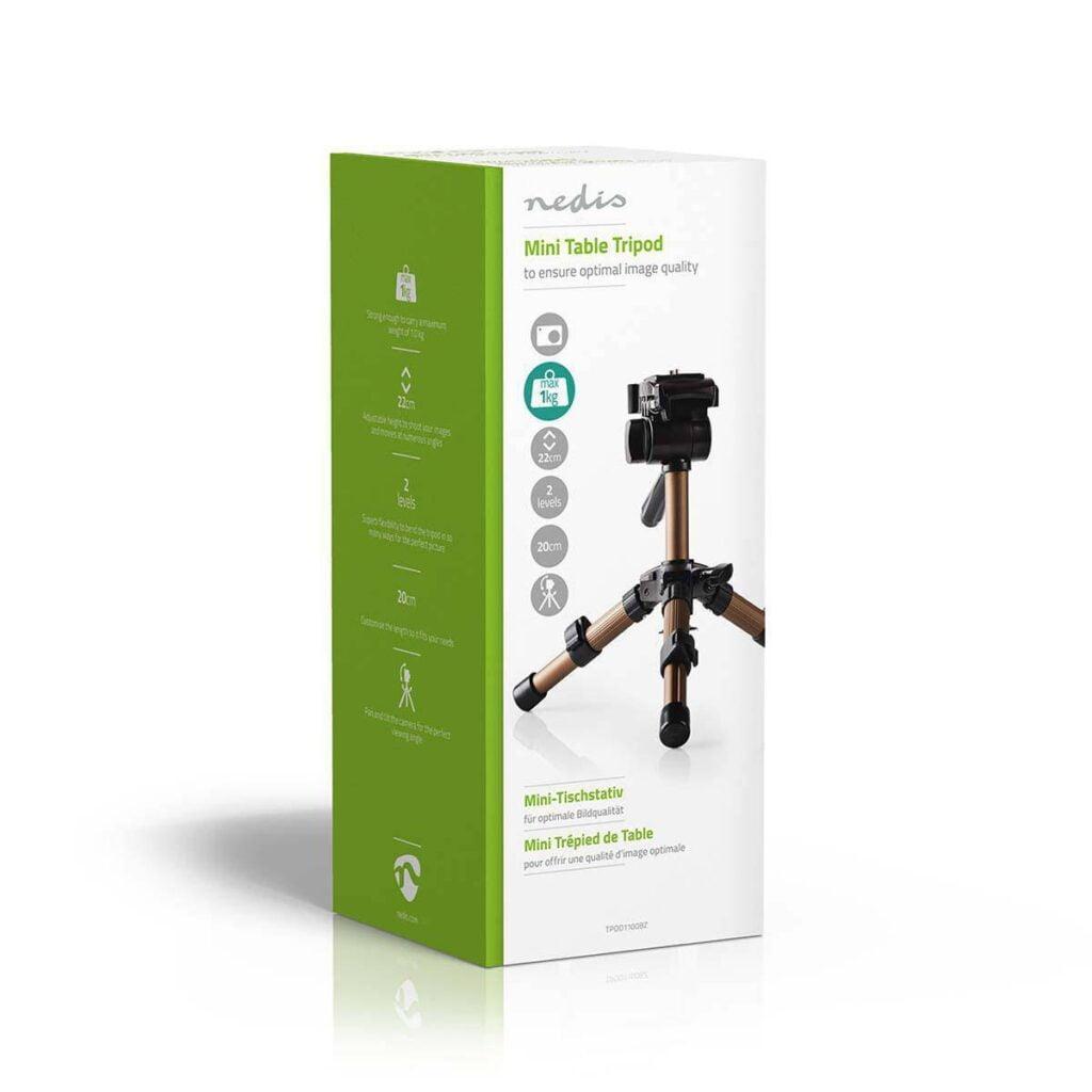 tripod profesional extensibil aluminiu 22cm capacitate max 1kg argintiu nedis 9