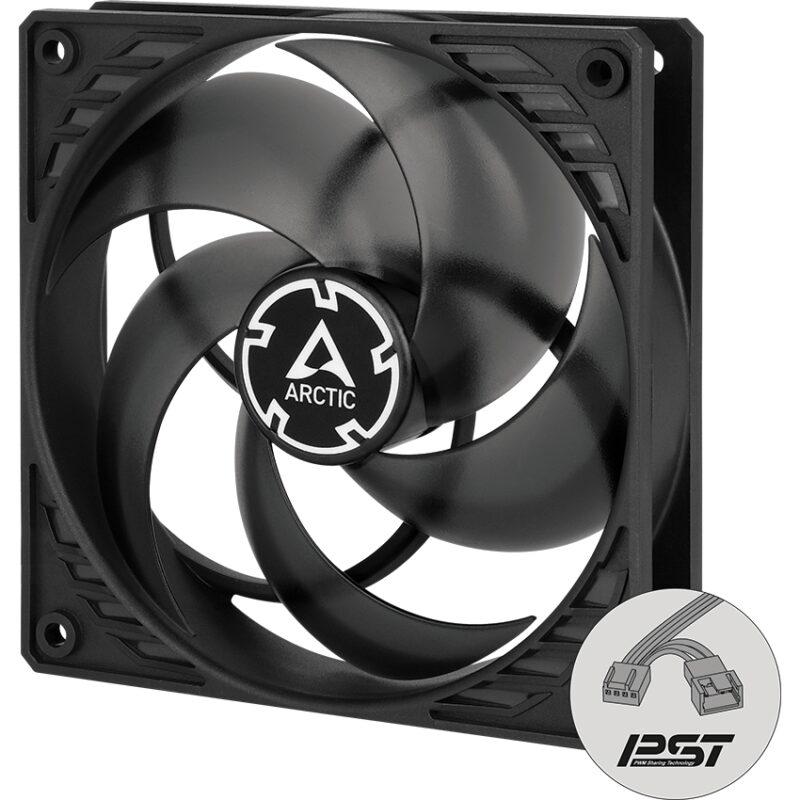 ventilator arctic ac p12 pwm pst black transparent 120x120x25 mm 200 1800rpm 4pin acfan00134a