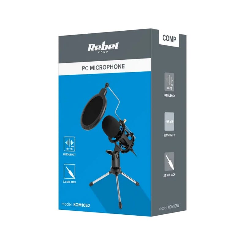 Microfon Jack 3.5 Mm Cu Trepied Si Filtru Rebel Kom10525