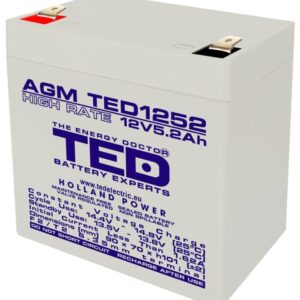 acumulator 12v 52ah high rate vrla agm battery ted1252hrf2