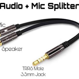 adaptor cablu 4 pini 35 mm tata jack la 2x jack 35 mm mama 03m metal negru