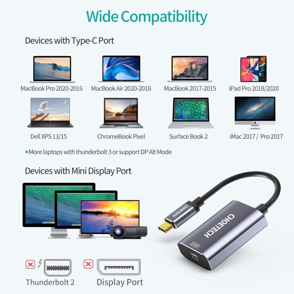adaptor-usb-type-c-tata-mini-displayport-mama-pd-60w-4k-60hz-02m-gri-choetech-hub-m06