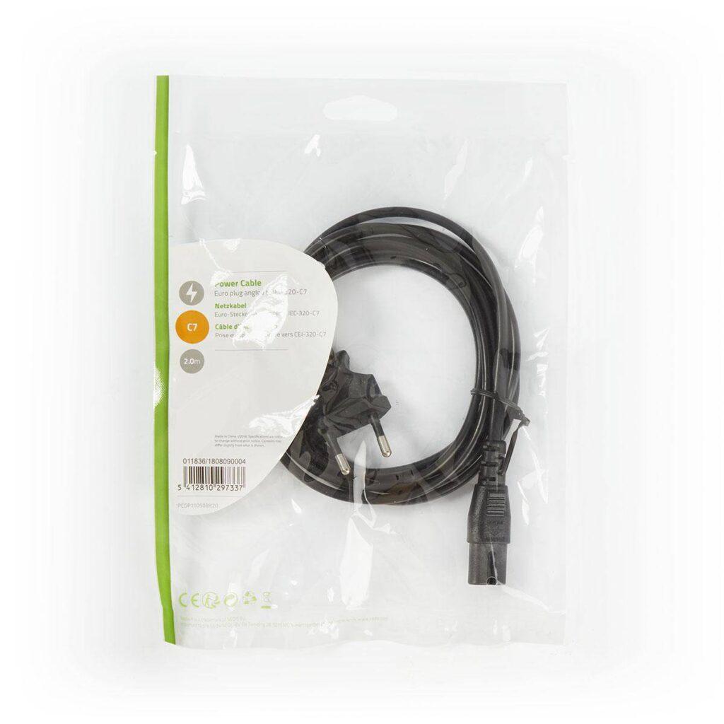 cablu alimentare euro cotit tata 2 pini iec 320 c7 2m nedis 2
