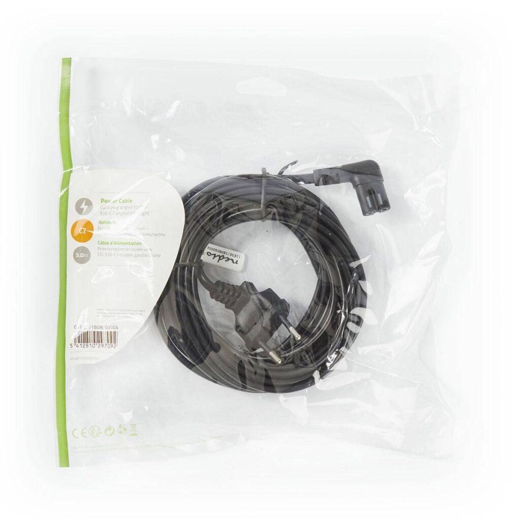 cablu alimentare euro tata cotit 2 pini iec 320 c7 cotit 5m nedis 2