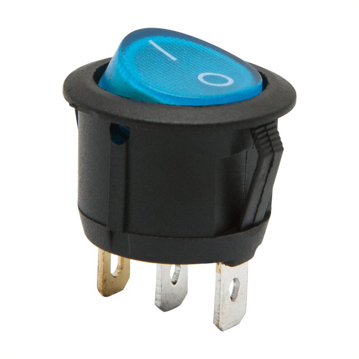 interupator basculant 1 circuit 3 pini on off 6a 250v albastru