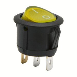 interupator basculant 1 circuit 6a 250v on off 3 pini galben cu retinere