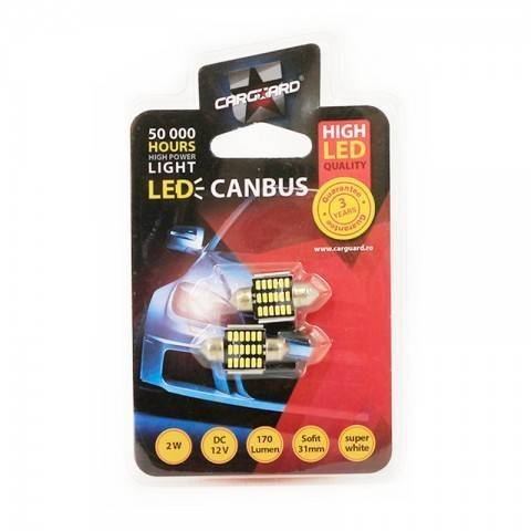led sofit 31mm canbus plafoniera numar de inmatriculare 12v 2w 170lm can116 set 2buc carguard 2